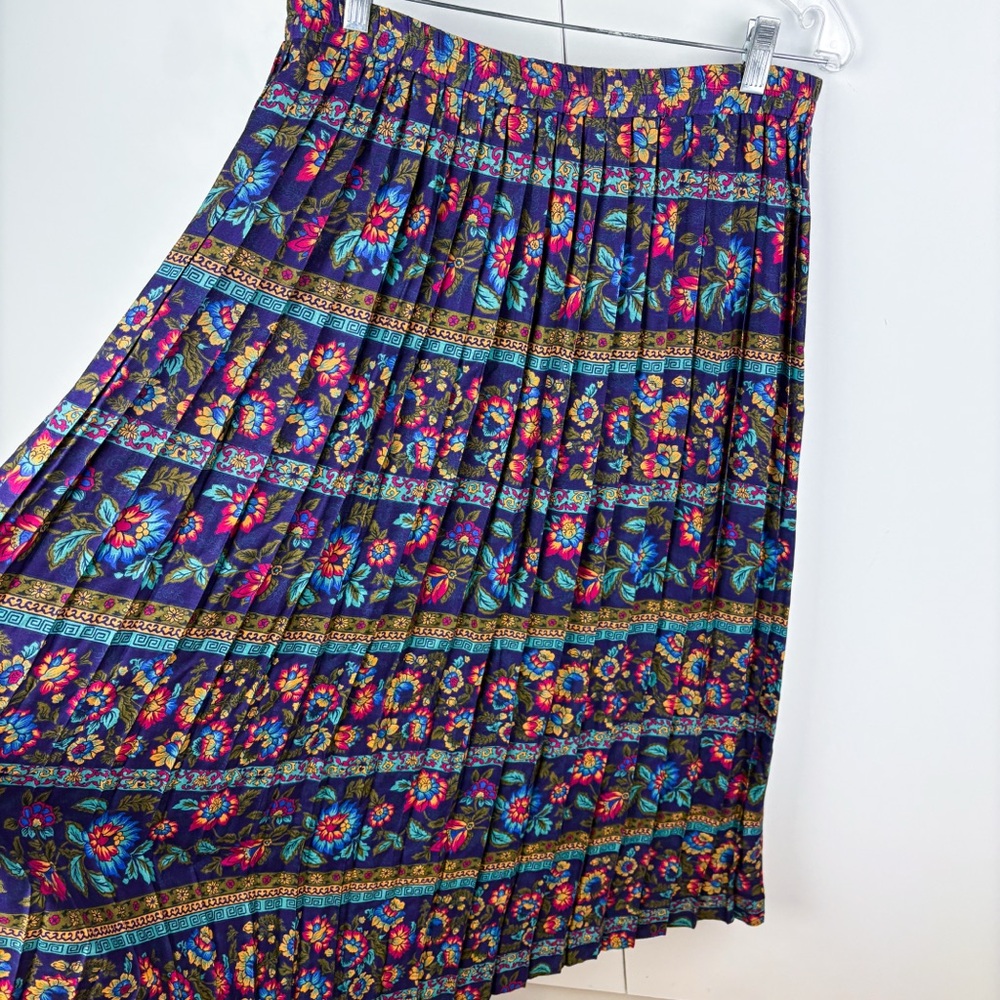 Talbots Vintage 90s Floral Pleated Midi Skirt Button Front Blazer Jacket Top Set - Picture 9 of 13